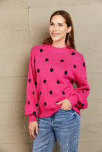 Load image into Gallery viewer, Woven Right Polka Dot Round Neck Dropped Shoulder Sweater