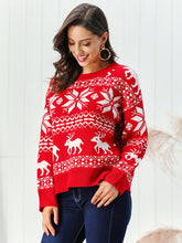 Load image into Gallery viewer, Reindeer &amp; Snowflake Round Neck Sweater