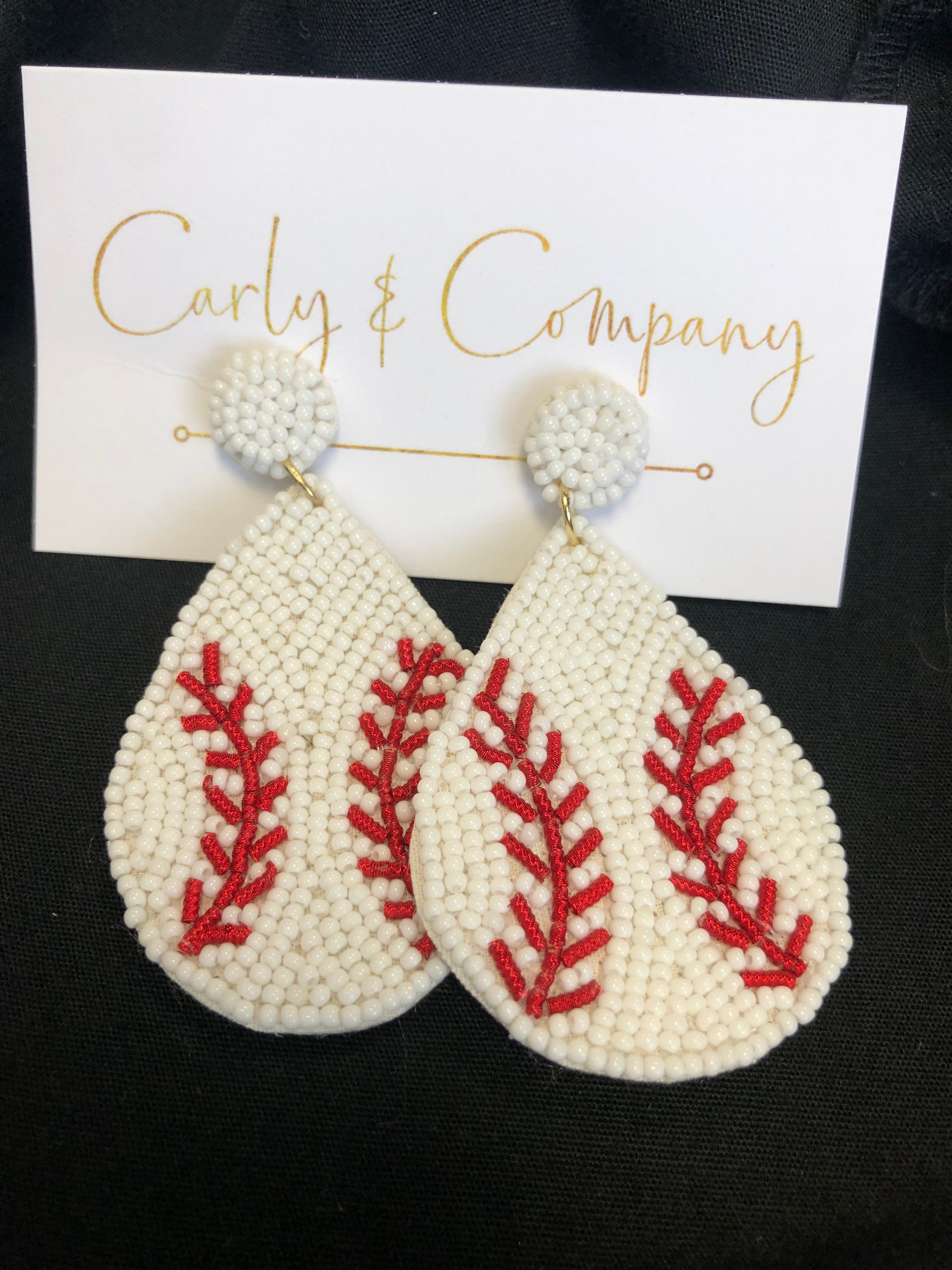 Sale * Baseball Beaded Teardrop Earring