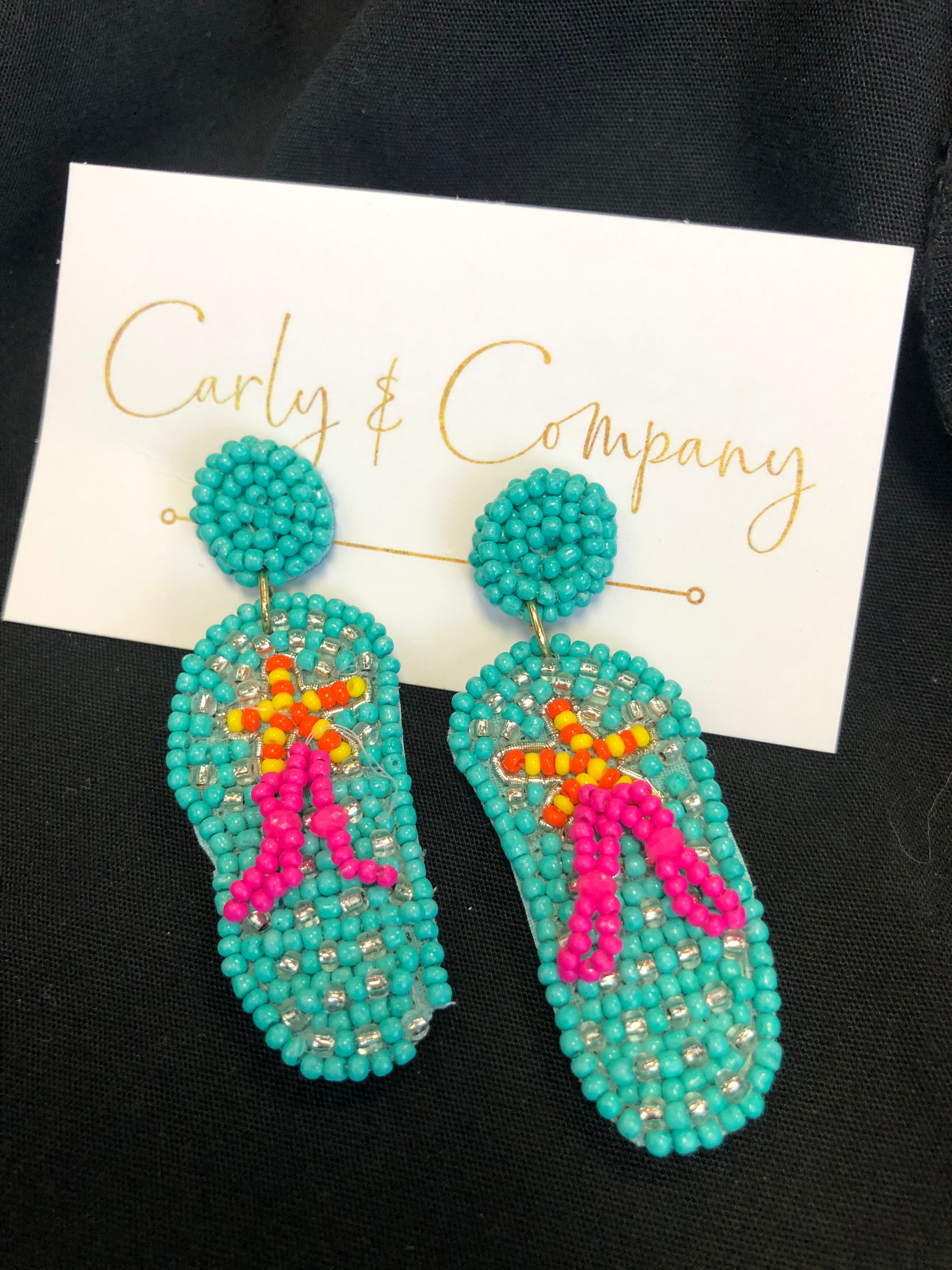 Flip-flop beaded earring
