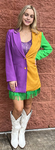 Mardi Gras color block single blazer