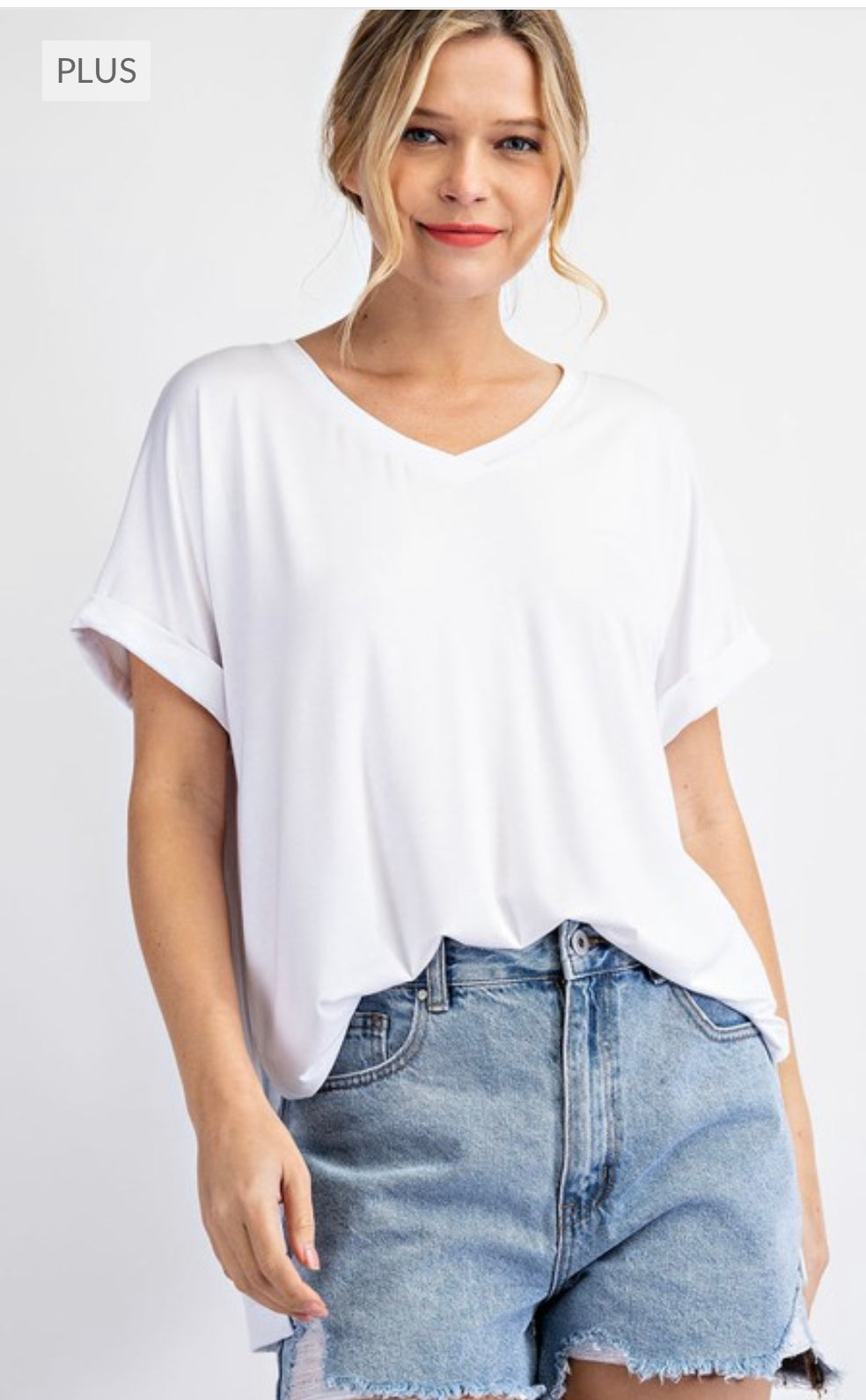 V-Neck Short Sleeve Plus Size