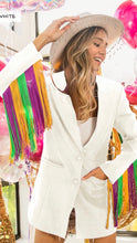 Load image into Gallery viewer, Mardi Gras Color Fringed Sleeve Single Blazer