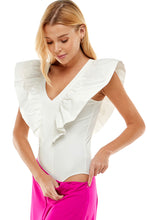 Load image into Gallery viewer, Ruffled sleeve body suit cream