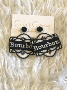 Bourbon Sign Beaded Post Earrings