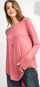 Round neck long sleeve top regular/plus