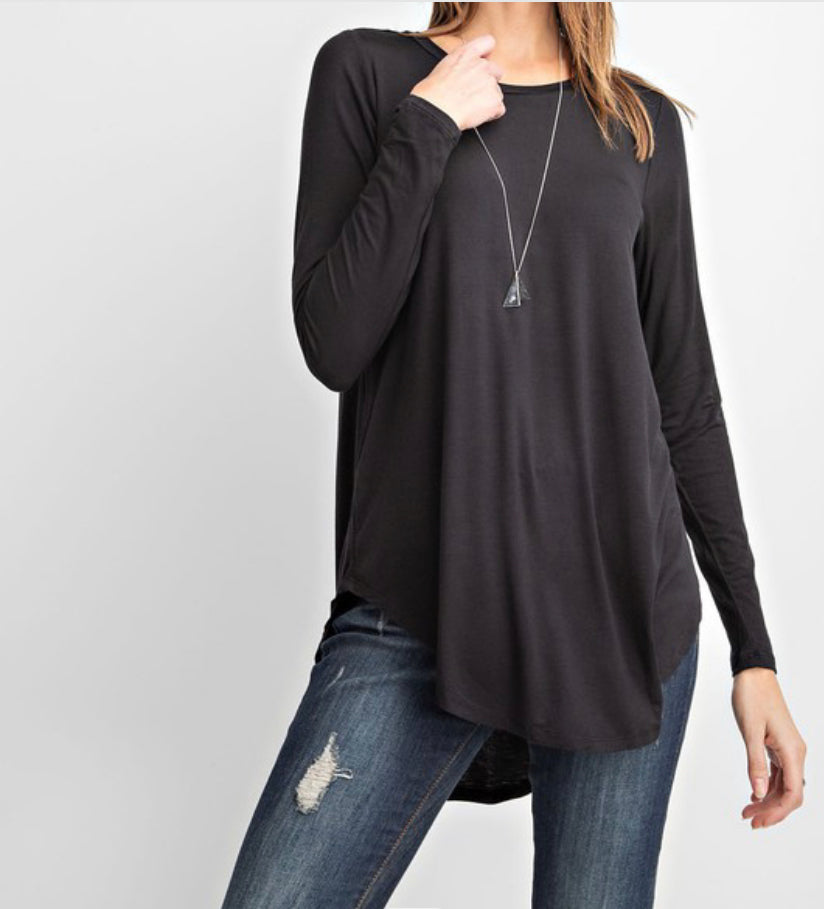 Round neck long sleeve top regular/plus