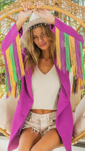 Load image into Gallery viewer, Mardi Gras Color Fringed Sleeve Single Blazer
